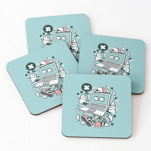 Artikelvorschau, Laptop-Cartoon-Figur - Verrückte Kunstillustration der 90er entworfen und verkauft von Nickelparis.