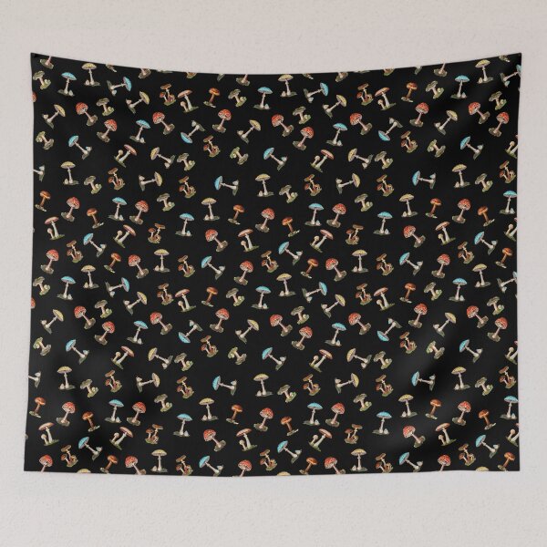 Item preview, Electric Magic Mushrooms on Black designed and sold by NOTSNIW ART.