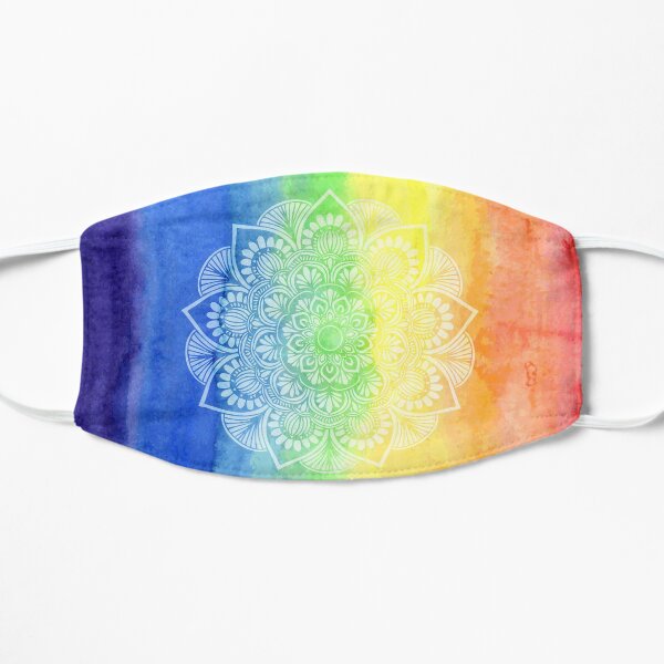 Watercolor Rainbow Mehndi Motif Flat Mask