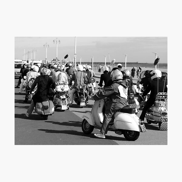 Mods ready for a rideout in Brighton. Photographic Print