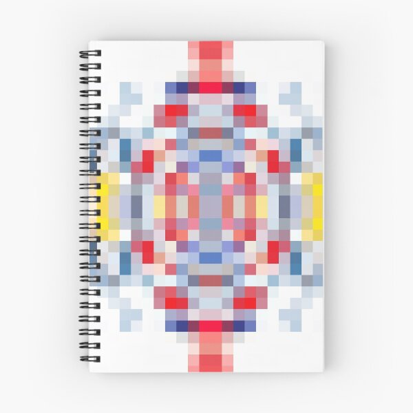 Item preview, geometric square pattern pixel abstract in blue red yellow designed and sold by Mrvell.