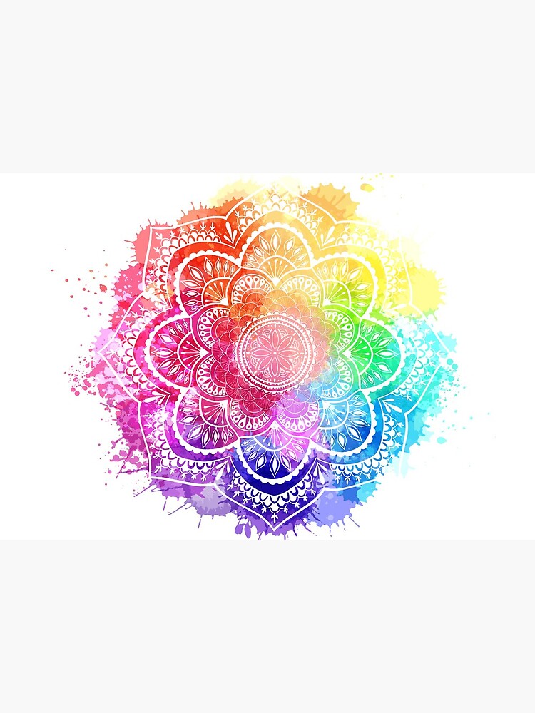 Watercolor Splash Mandala white background by Talshiar