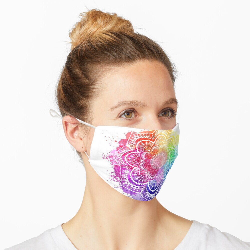 Watercolor Splash Mandala white background Mask