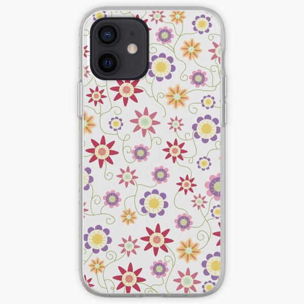 Flower Repeat on White Ground iPhone Soft Case