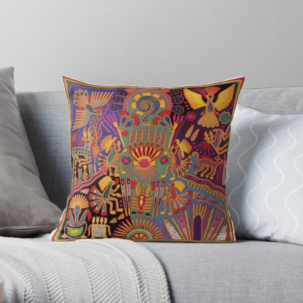 Huichol Mexican Heritage Throw Pillow
