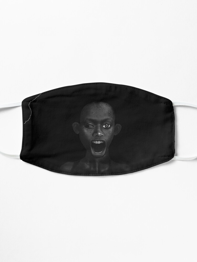 Alternate view of Deep Dark - collage art, metamorphosis, black and white Mask