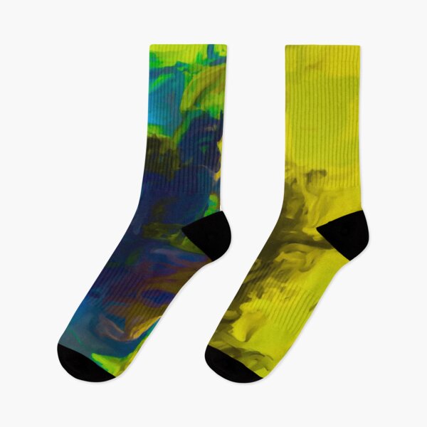 Item preview, psychedelic splash painting abstract in yellow blue and black designed and sold by Mrvell.