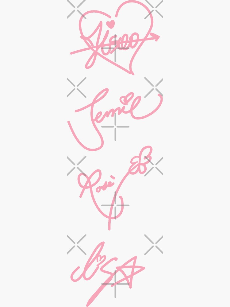 blackpink signatures sticker by velvetmoonlab redbubble