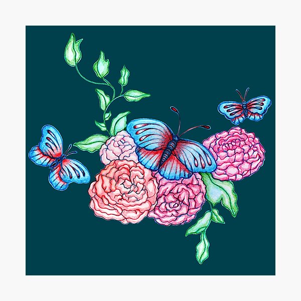 Moths In Blue Photographic Print