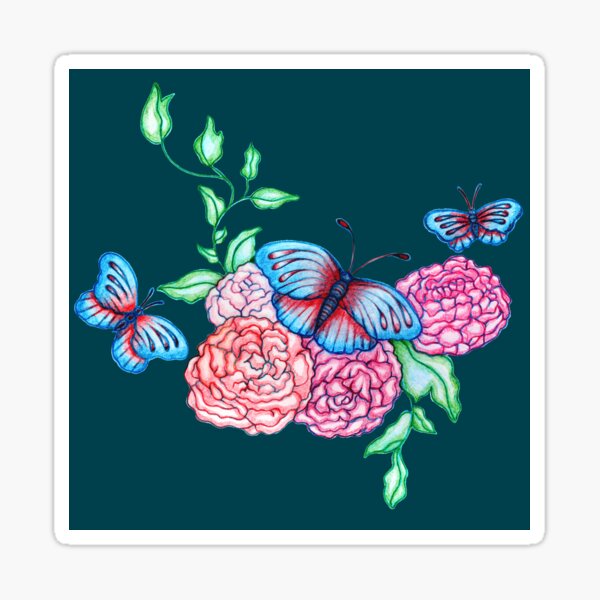 Moths In Blue Sticker