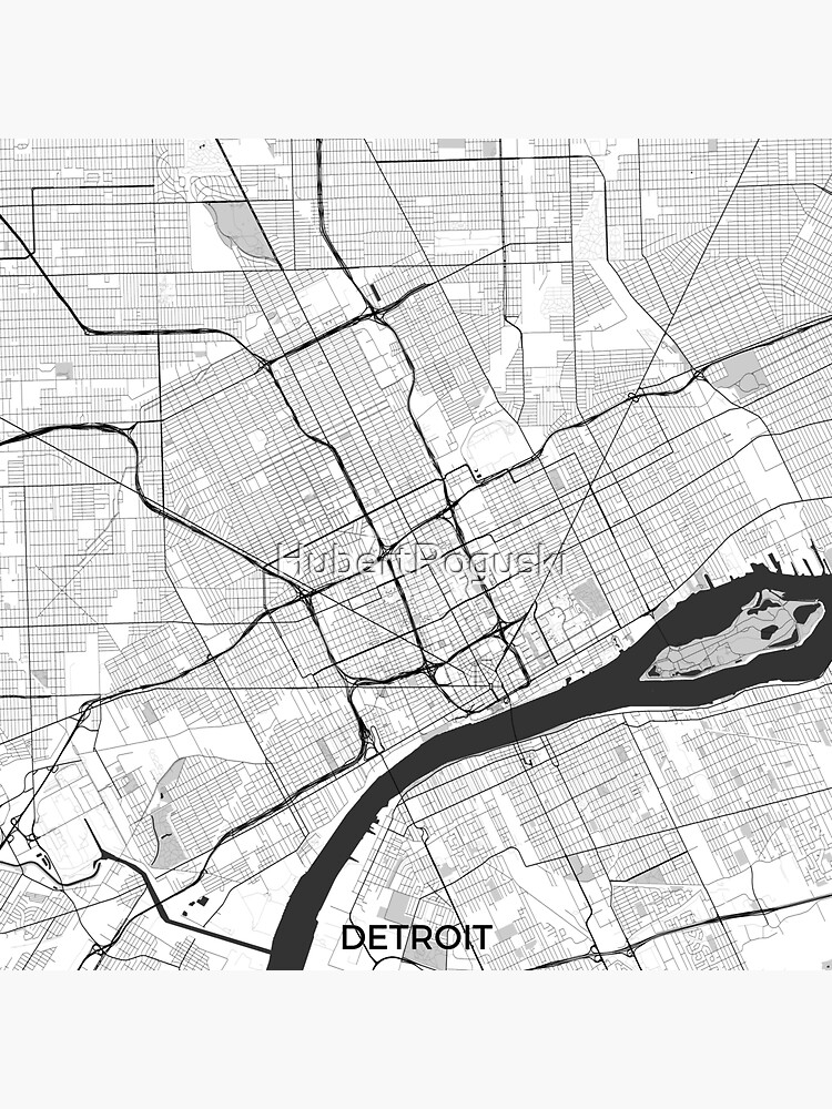 Detroit Map Gray Sticker By Hubertroguski Redbubble 3783