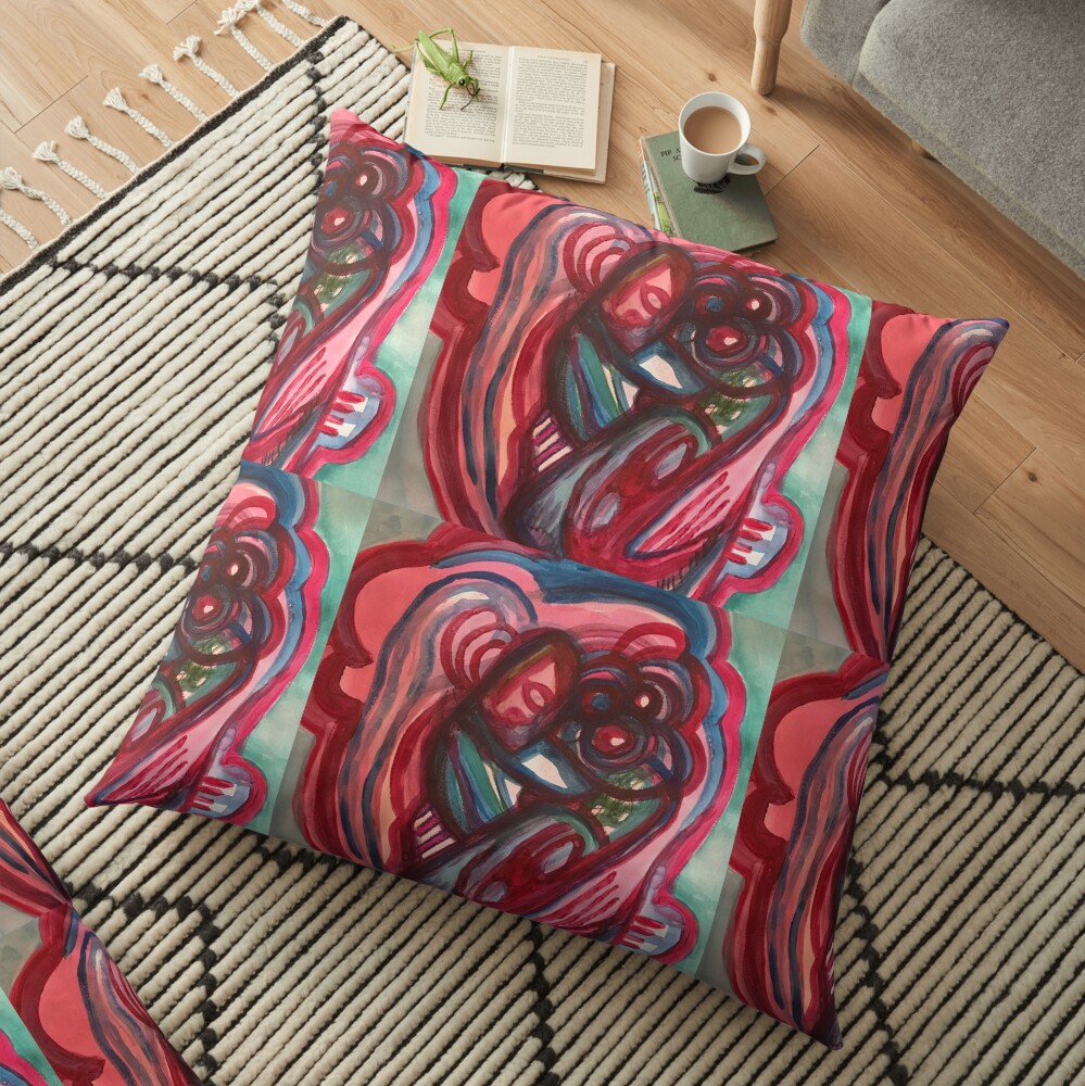 Red and plum Floor Pillow