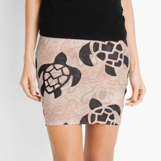 Polynesian Turtle Tapa Print Mini Skirt