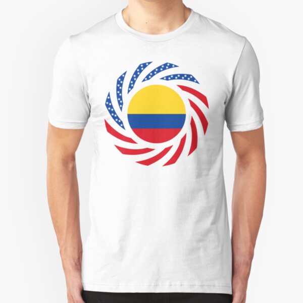 Colombian American Multinational Patriot Flag Series Slim Fit T-Shirt