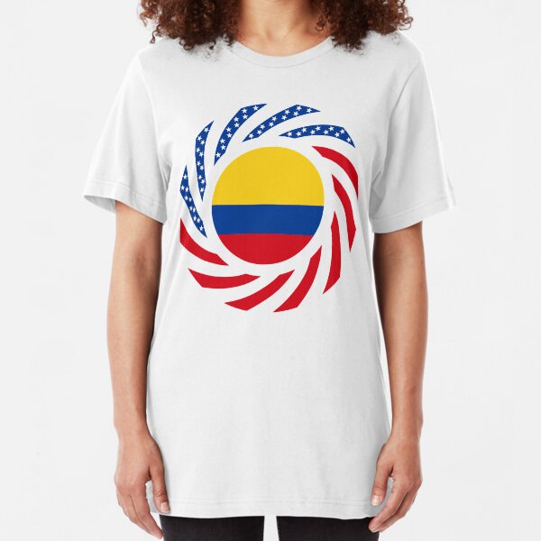 Colombian American Multinational Patriot Flag Series Slim Fit T-Shirt