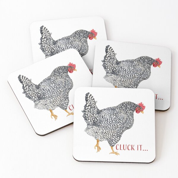Item preview, Cluck It text with Barred Rock Chicken Watercolor designed and sold by NormaJeaneStudio.