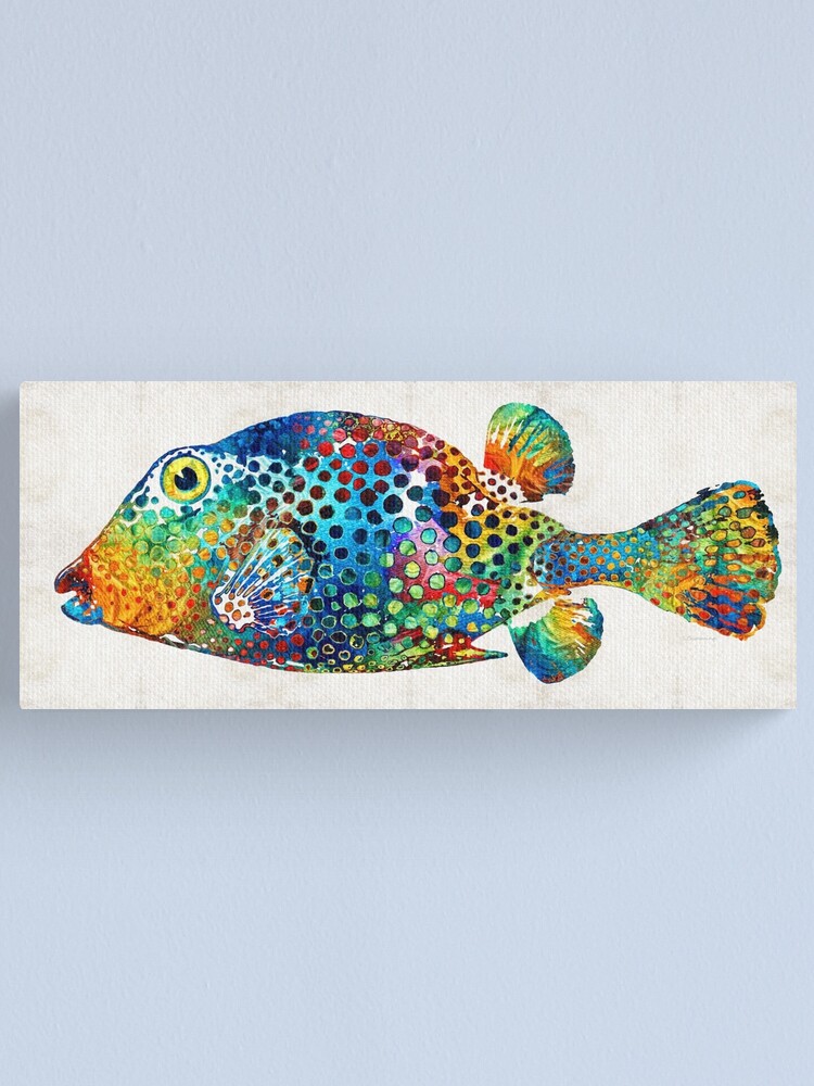 Alternate view of Puffer Fish Art - Puff Love - By Sharon Cummings Canvas Print