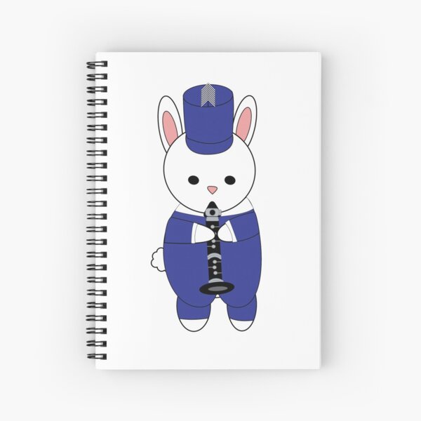 Clarinet Marching Band Bunny Rabbit Blue White Spiral Notebook