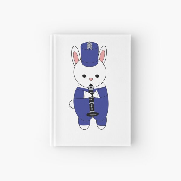 Clarinet Marching Band Bunny Rabbit Blue White Hardcover Journal
