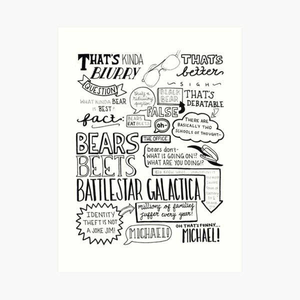 BEARS BEETS BATTLESTAR GALACTICA Art Print
