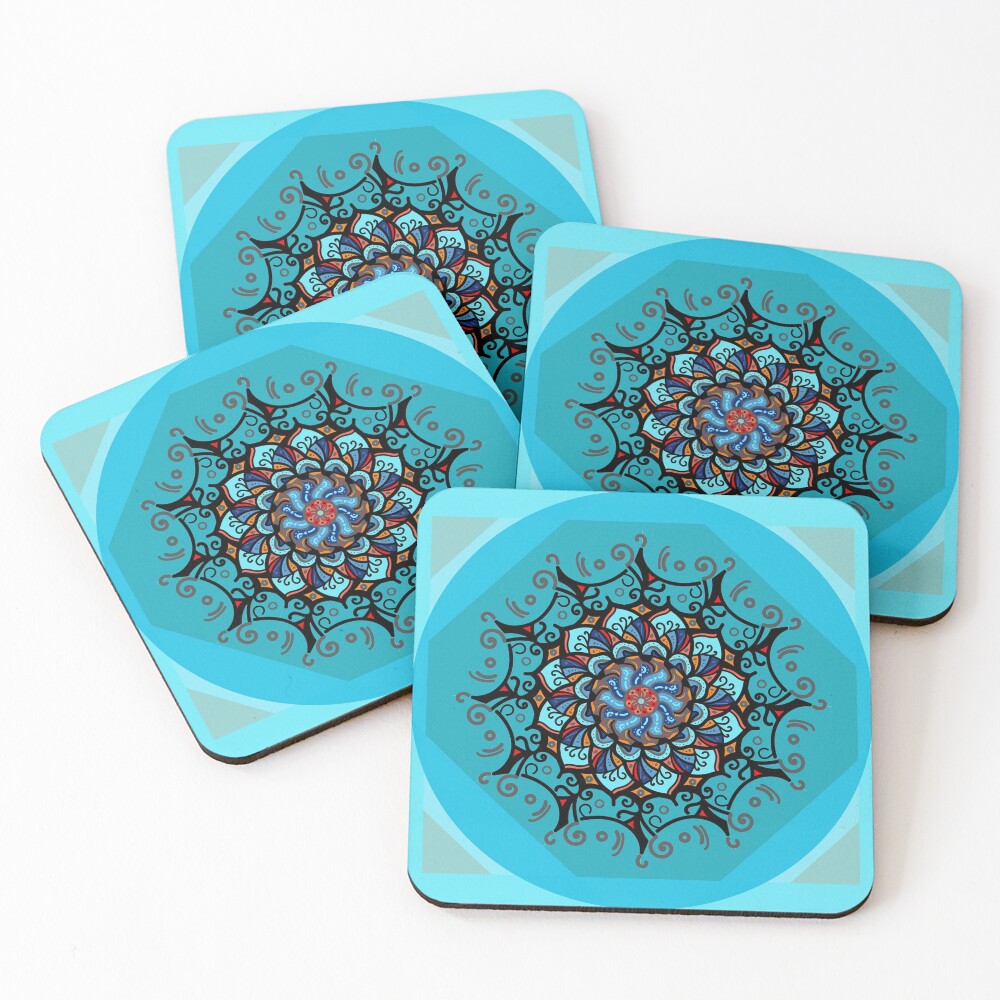 Mandala spring blue Posavasos (lote de 4)