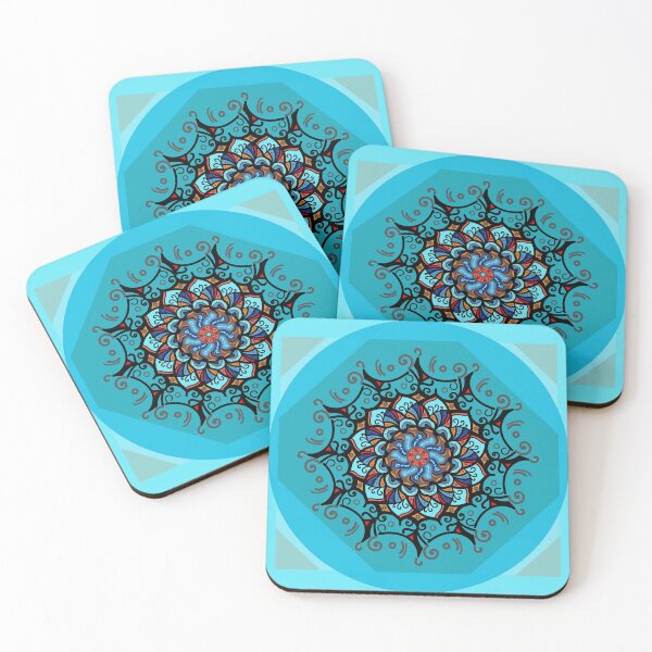 Mandala spring blue Posavasos (lote de 4)