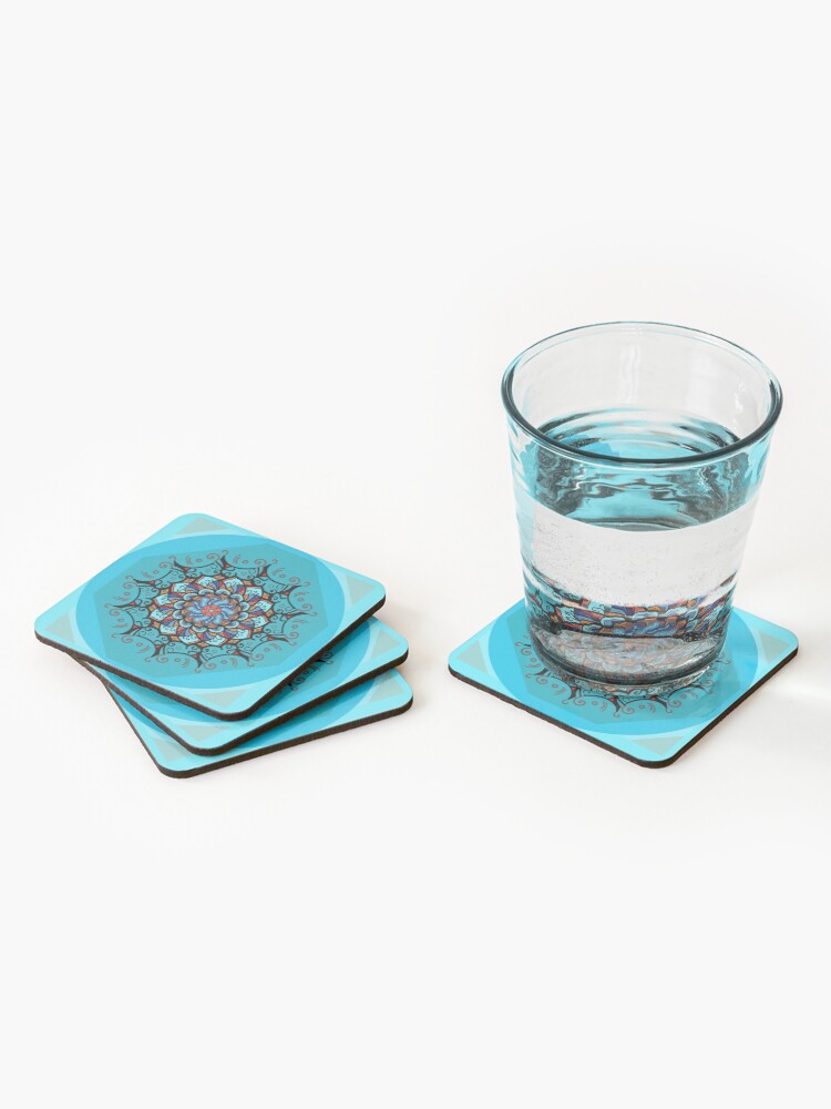 Vista alternativa de Posavasos (lote de 4) Mandala spring blue
