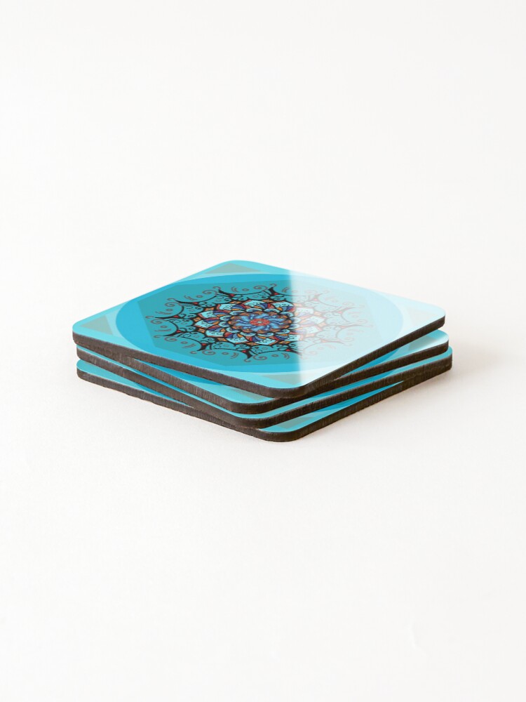 Vista alternativa de Posavasos (lote de 4) Mandala spring blue
