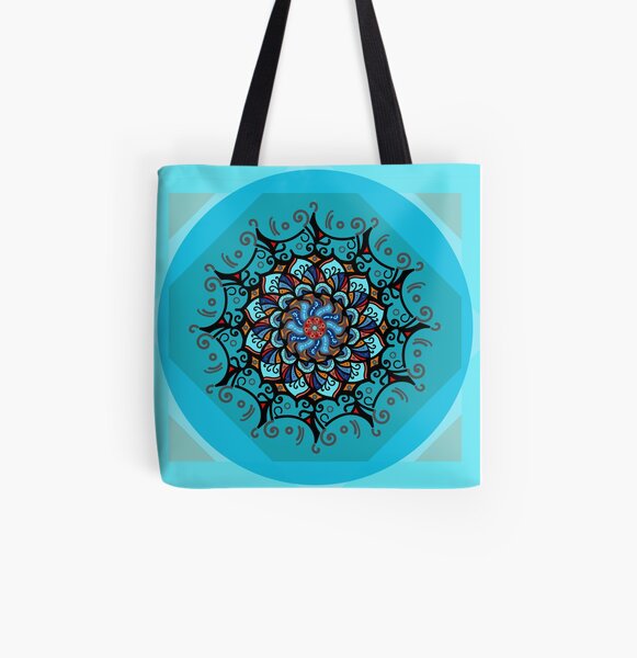Mandala spring blue Bolsa estampada de tela