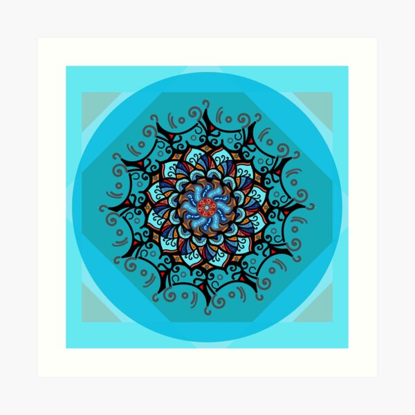 Mandala spring blue Art Print