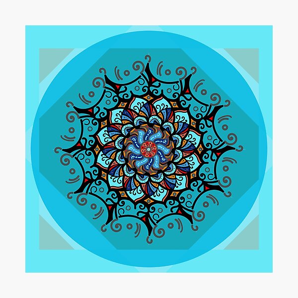 Mandala spring blue Lámina fotográfica