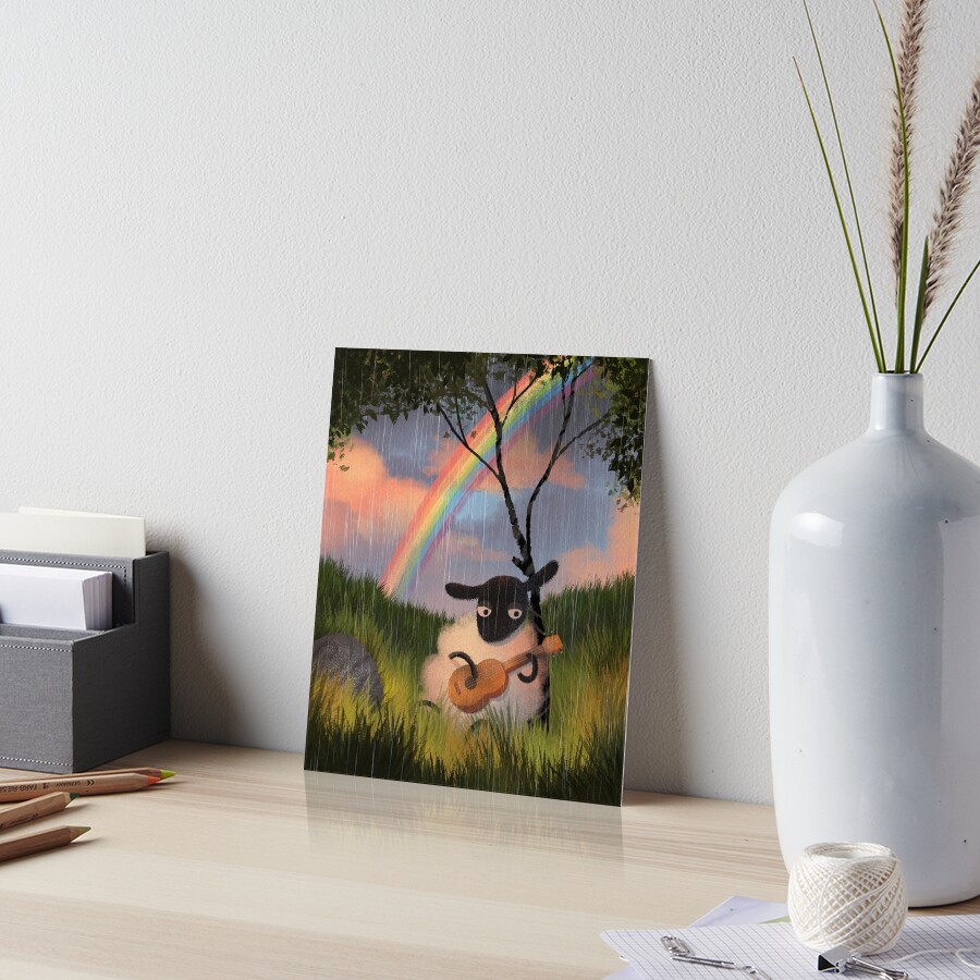 Sheep Playing Guitar Art Board Print
