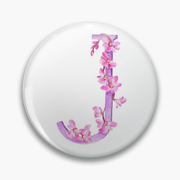 Artikelvorschau, Aquarellkunst der wilden Orchidee des Monogramms des Buchstaben J entworfen und verkauft von Sarah Trett.