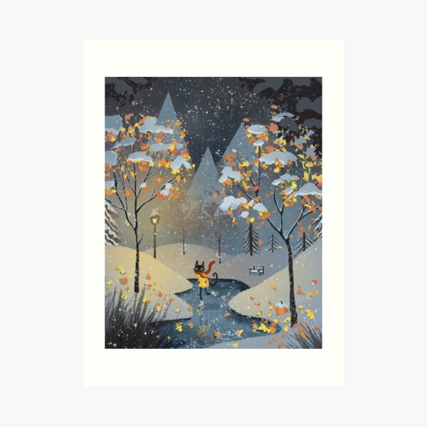 Ice Skating Cat Art Print