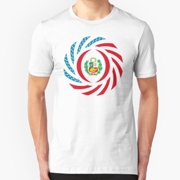 Peruvian American Multinational Patriot Flag Series Slim Fit T-Shirt