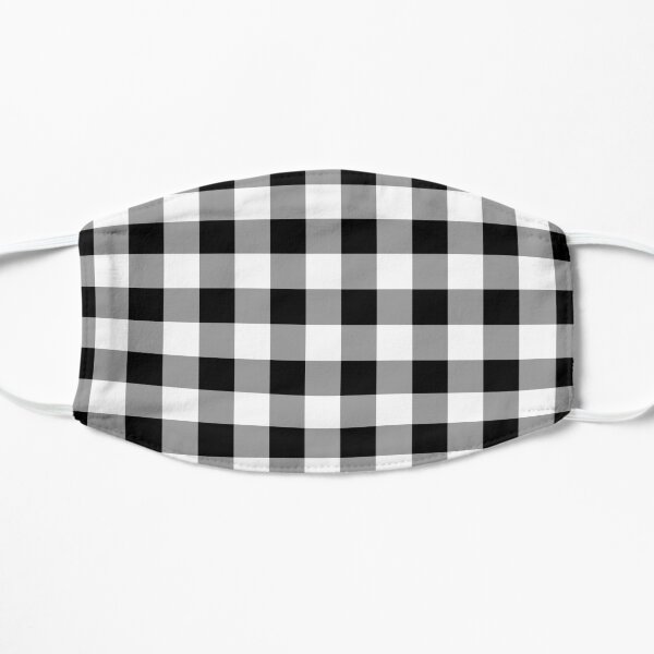 Black Buffalo Plaid Pattern Stripes Flat Mask