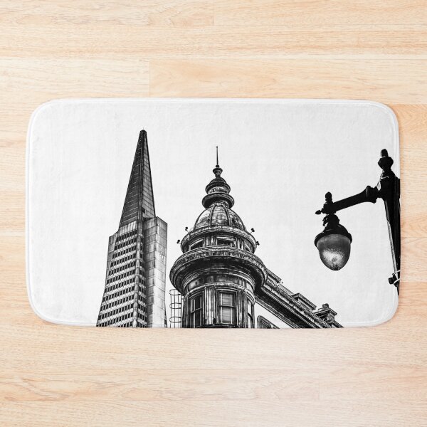 Item preview, pyramid building and vintage style building at San Francisco, USA in black and white designed and sold by Mrvell.