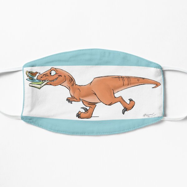 Raptor Tea and Book Fetch! from Mom Needs a Dinosaur! Book - Blue Background Small Mask