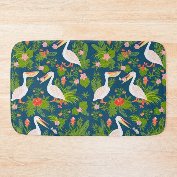 Item preview, Decorative seamless pattern with pelicans, tropical flowers and leaves. designed and sold by Skaska.