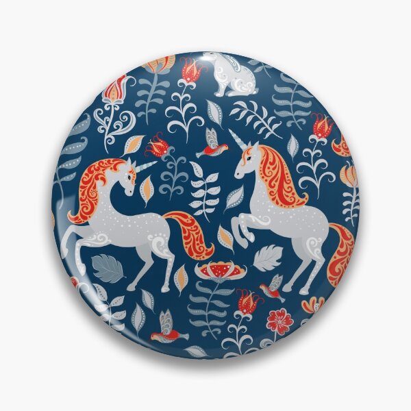 Item preview, Unicorns, rabbits, birds, flowers. decorative seamless pattern. Folk art. designed and sold by Skaska.