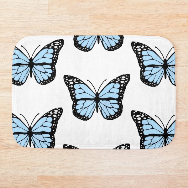 cornflower blue butterfly Bath Mat