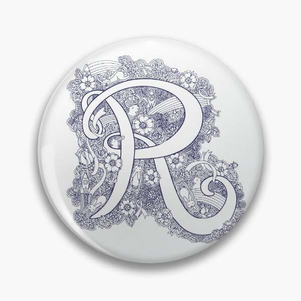 Item preview, Letter R monogram inked drawing art designed and sold by Sarah Trett.