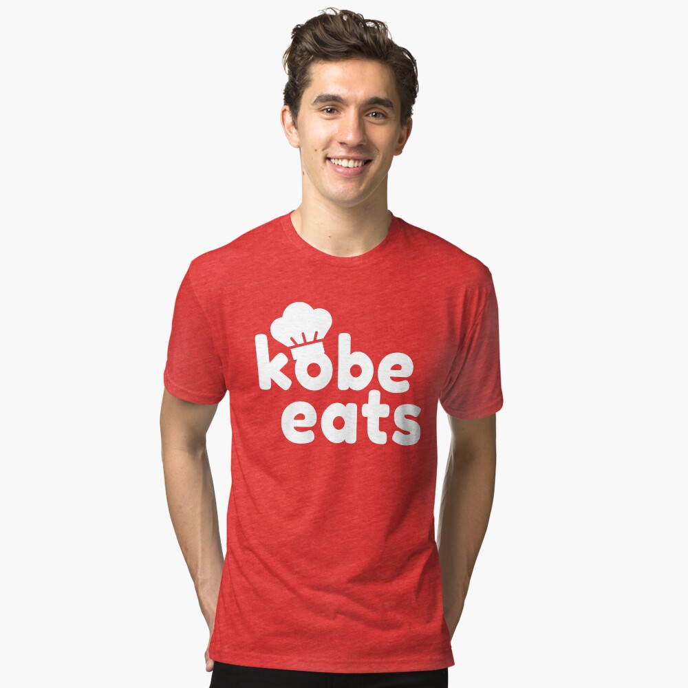 Kobe Eats - White Tri-blend T-Shirt