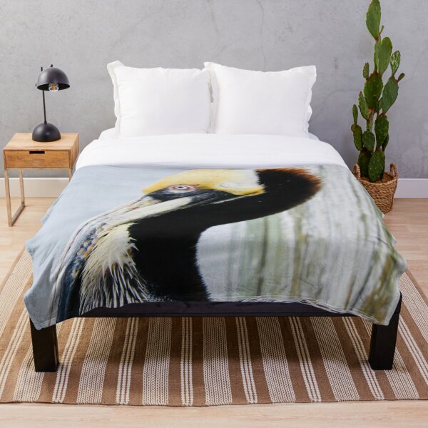 Blue-eyed Pelican in Texas Throw Blanket