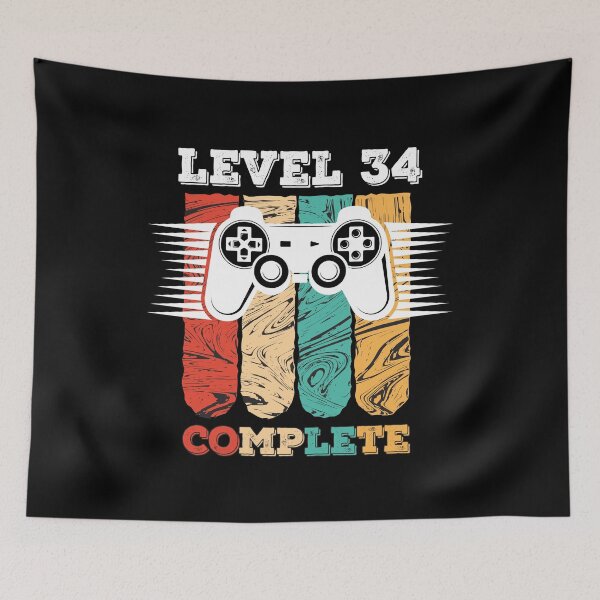 Item preview, Level 34 Complete 34th Birthday - Celebrate 34th Wedding Gift Video Gamer designed and sold by graphicmeyou.