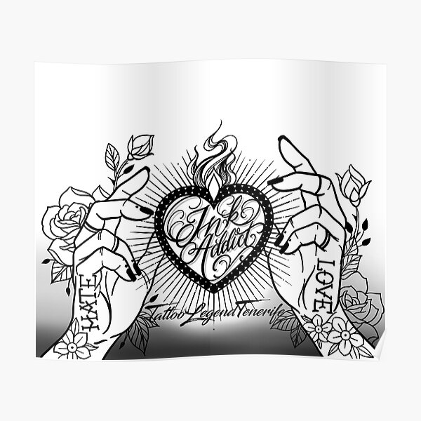 Love Hate Tattoo Posters Redbubble