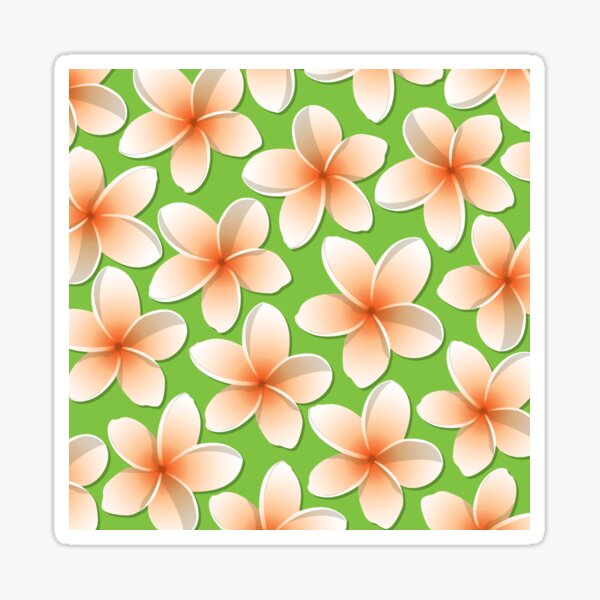 Bright Frangipani/ Plumeria Tropical Flowers Pattern Sticker