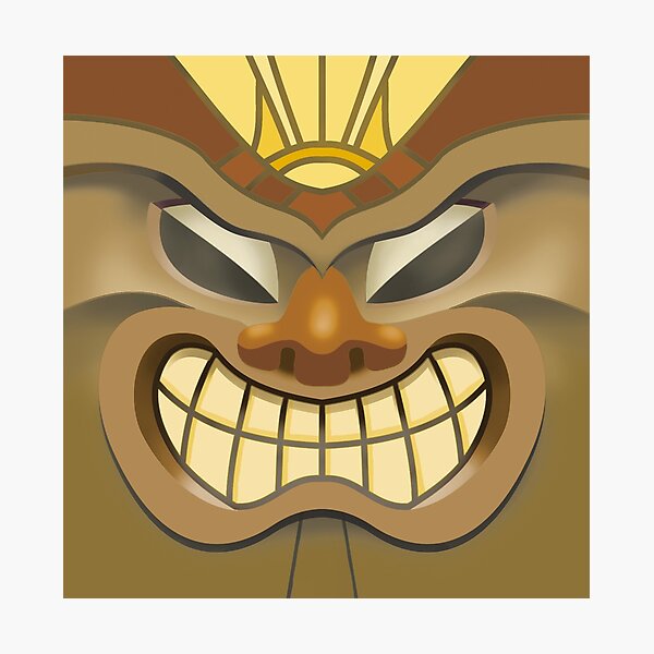 Grinning Hawaii Tiki Face Photographic Print