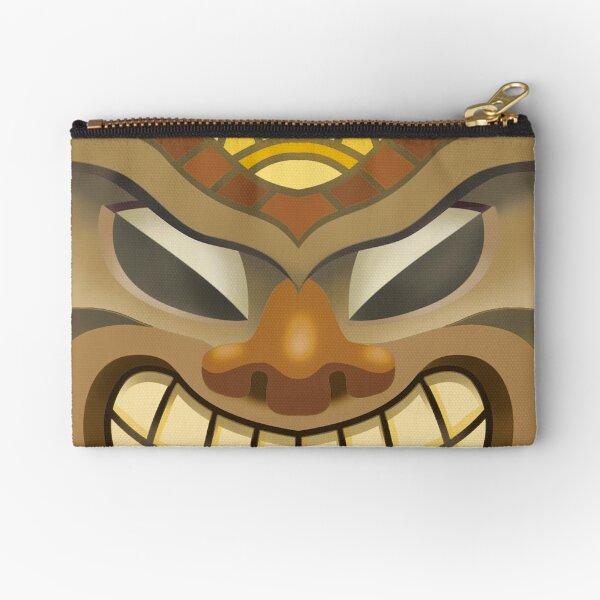 Grinning Hawaii Tiki Face Zipper Pouch