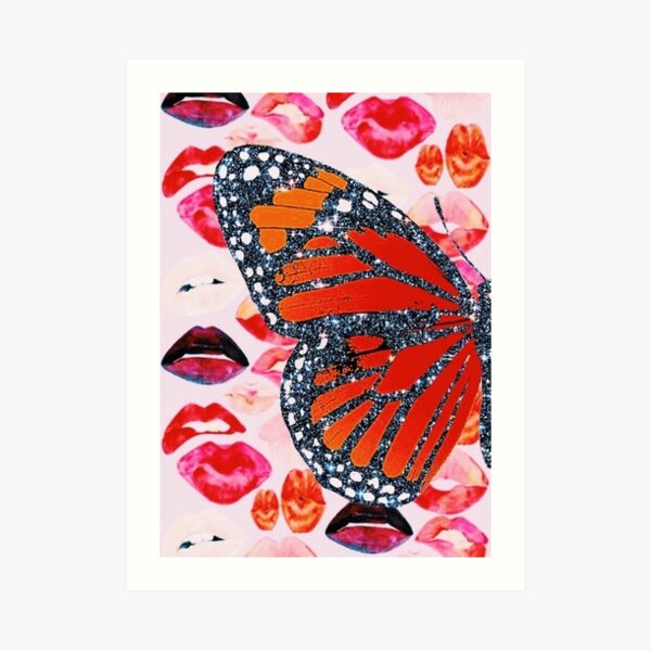 glitter butterfly/lips collage Art Print